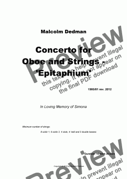 page one of Concerto for Oboe and Strings - ’Epitaphium’