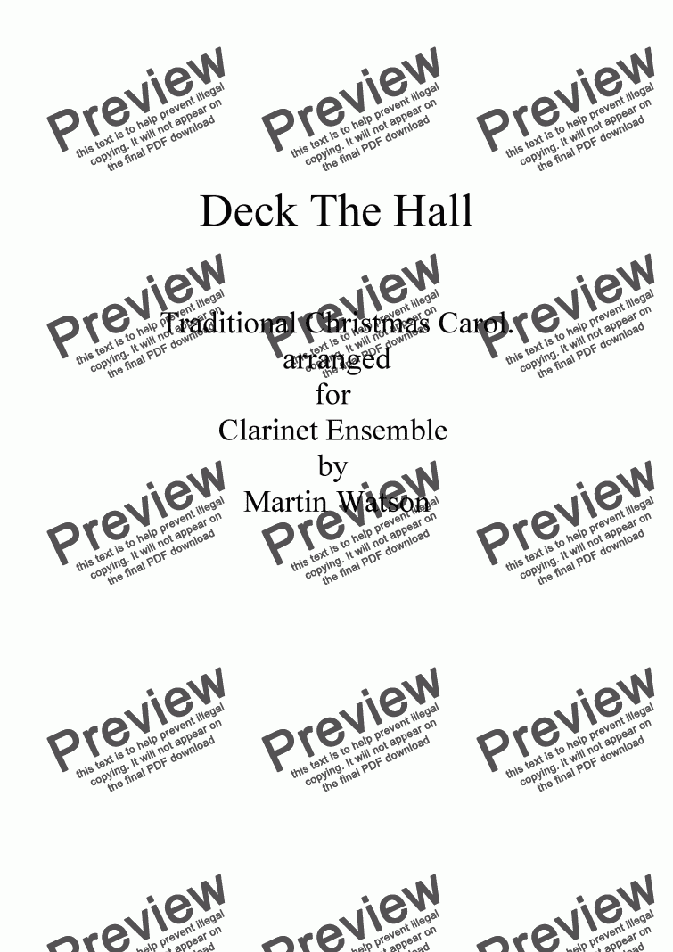 page one of Deck The Hall for Clarinet Ensemble