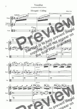 page one of Vocalise - Calling - for flute, vocal and viola