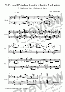 page one of Nr.27: c moll Präludium from the collection 2 to 8 voices