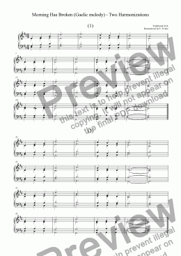page one of Morning Has Broken (Gaelic melody) 2 Harmonizations for SATB