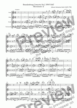 page one of Brandenburg Concerto No.2  BWV1047 Movement  II