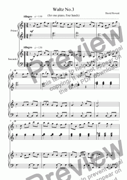 page one of Waltz No.3 (for one piano, four hands)