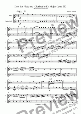 page one of Duet for Flute and  Clarinet in Eb Major Opus 232