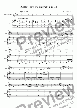 page one of Duet for Piano and Clarinet Opus 131