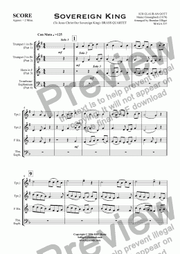 page one of Sovereign King -  Brass Quartet