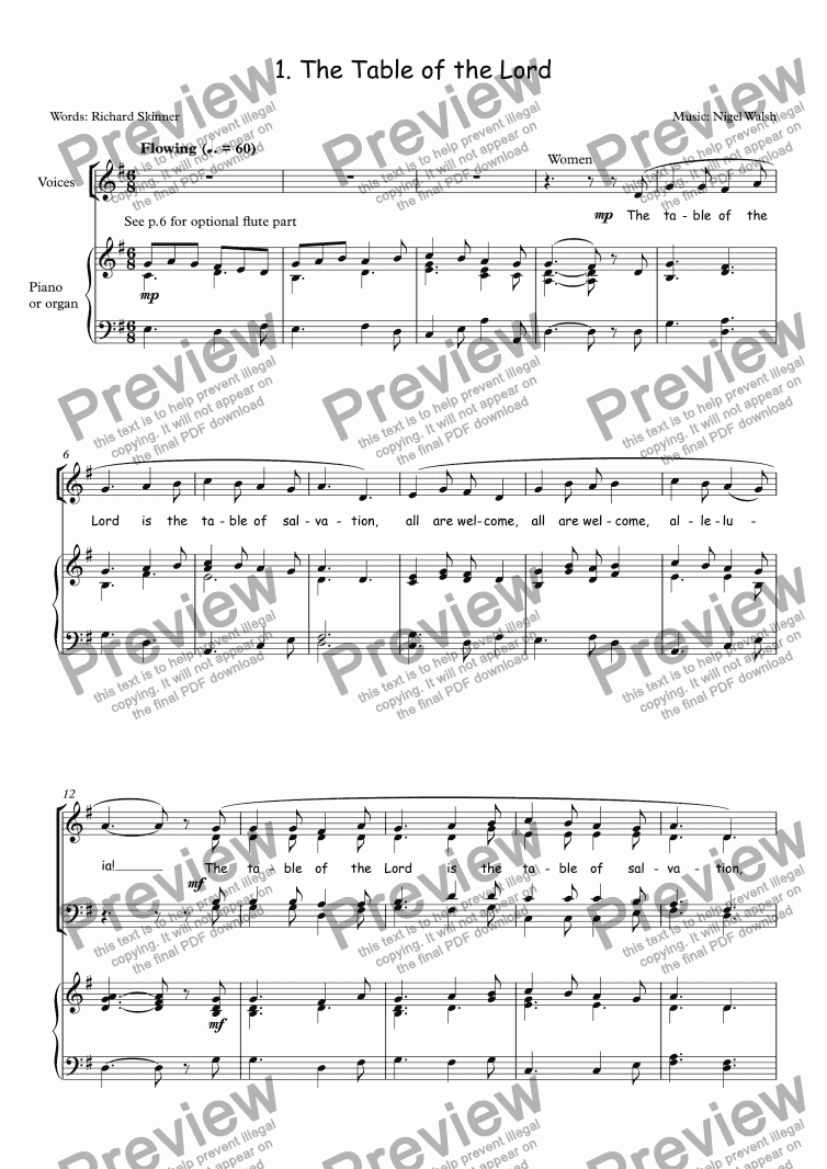 page one of The Table of the Lord - Communion song