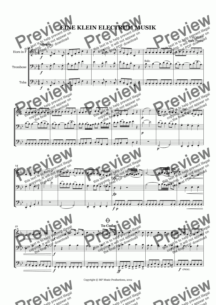 page one of Mozart - Eine Klein ’ELECTRUM’ Musik