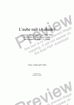 page one of L’aube naît (A. Jacques / Victor Hugo)