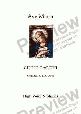 page one of Ave Maria (Caccini) (High voice, Strings)