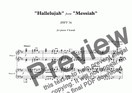 page one of G. F. Handel - HALLELUJAH from "Messiah" - piano 4 hands