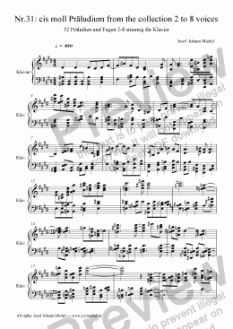 page one of Nr.31: cis moll Präludium from the collection 2 to 8 voices