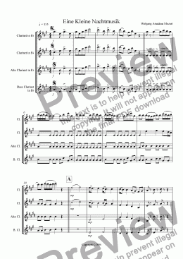 page one of Eine Kleine Nachtmusik - Serenade No. 13 for strings in G major - Clarinet Choir