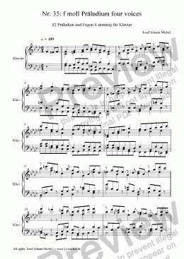 page one of Nr. 35: f moll Präludium four voices