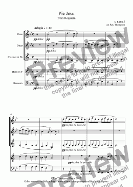 page one of Fauré: Requiem Op.48 IV. Pie Jesu  - wind quintet