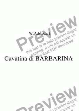 page one of Cavatina di BARBARINA sola