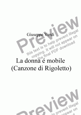 page one of La donna é mobile (Canzone di Rigoletto)