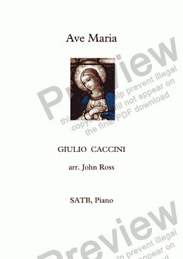 page one of Ave Maria (Caccini) (SATB, Piano)