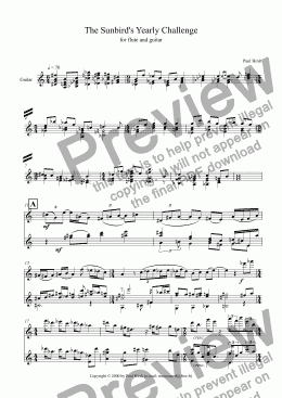 page one of Sunbird suite for guitar and flute