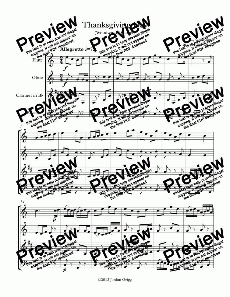 page one of Thanksgiving Day (Woodwind Quartet)