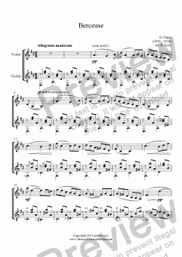 page one of Berceuse (Violin and Guitar)