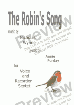 page one of The Robin’s Song for Voice and Recorder Sextet