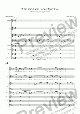 page one of When Christ Was Born of Mary Free (strings & harp accomp)