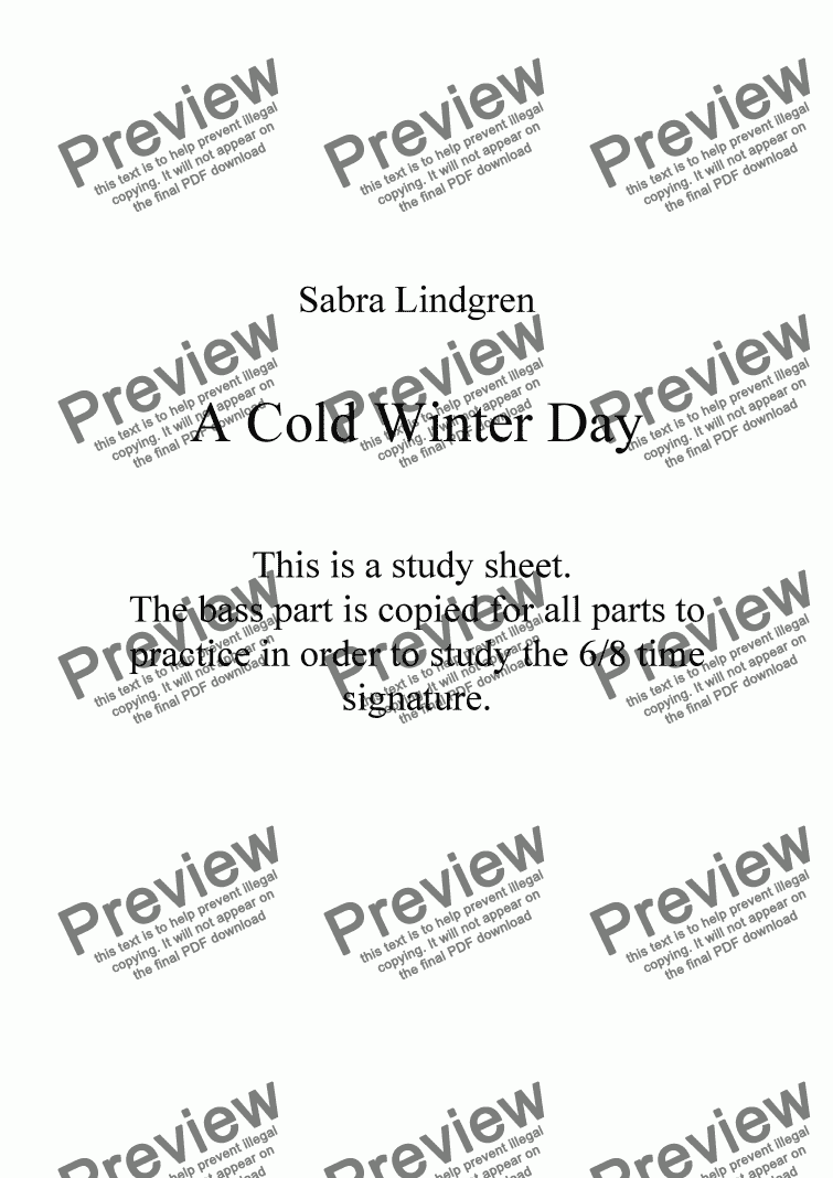 page one of A Cold Winter Day Study Score