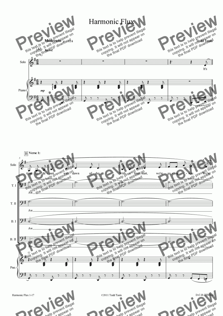 page one of Harmonic Flux [piano-vocal solo-TTBB]