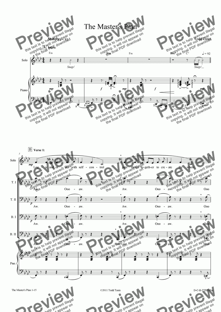 page one of Master’s Plan, The [piano-vocal solo-TTBB]