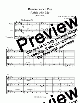 page one of Remembrance Day -Abide with Me- (String Trio)