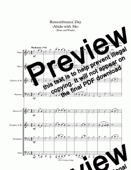 page one of Remembrance Day -Abide with Me- (Brass and Winds)