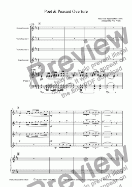 page one of Poet & Peasant Overture [Suppe]Recorder or Flute 4tet+pno