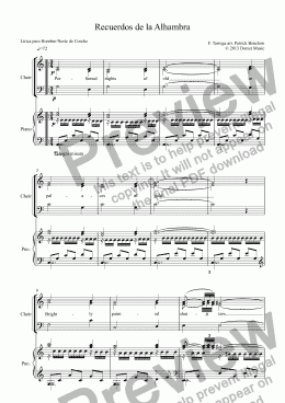 page one of Recuerdos de la Alhambra (SATB+Piano)