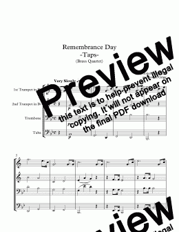page one of Remembrance Day -Taps- (Brass Quartet)