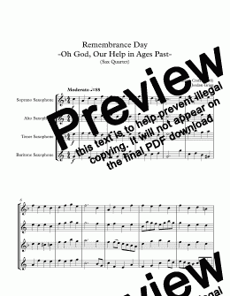 page one of Remembrance Day -Oh God, Our Help in Ages Past- (Sax Quartet)