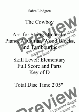 page one of The Cowboy for String Orchestra