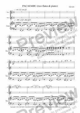 page one of PACAEMBU (two flutes & piano)