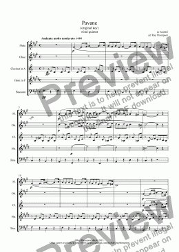 page one of Faure: Pavane (original key) - wind quintet