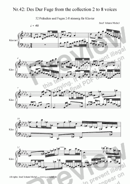 page one of Nr.42: Des Dur Fuge from the collection 2 to 8 voices