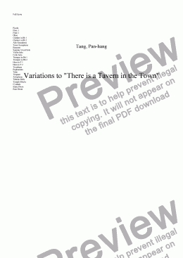 page one of Variations on "There is a Tavern in the Town"