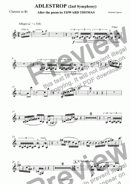 page one of Adlestrop - clarinet
