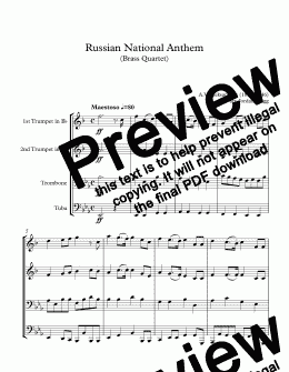 page one of Russian National Anthem (Brass Quartet)