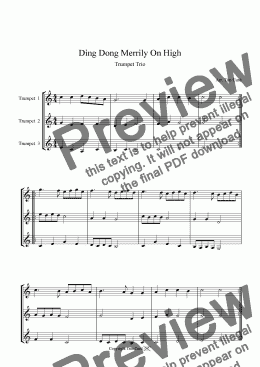 page one of Ding Dong Merrily On High - Trumpet Trio