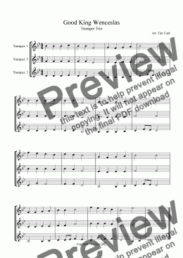 page one of Good King Wenceslas - Trumpet Trio
