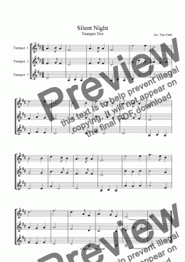 page one of Silent Night - Trumpet Trio
