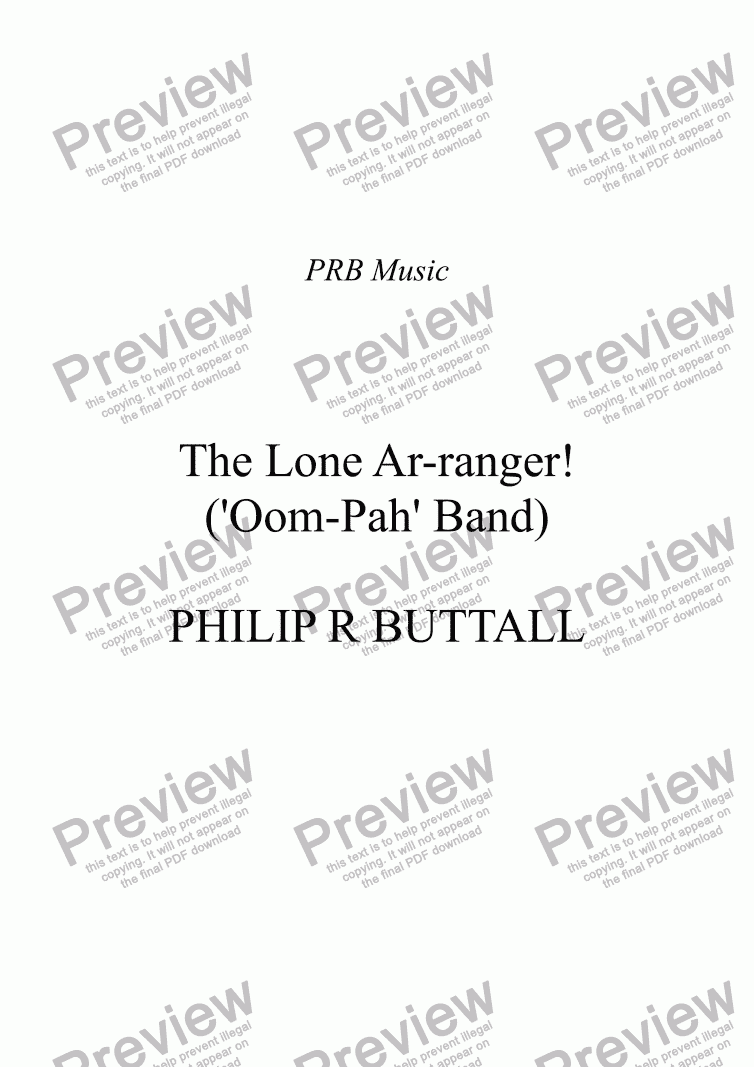 page one of The Lone Ar-ranger! (Oom-Pah Band)