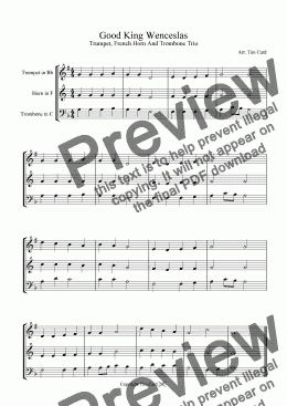 page one of Good King Wenceslas - Trumpet, F Horn, Trombone (Brass Trio)