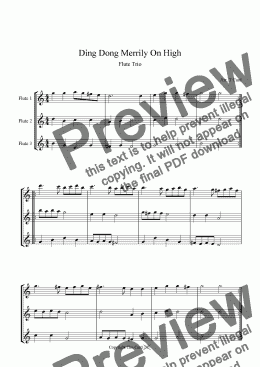 page one of Ding Dong Merrily On High - Flute Trio