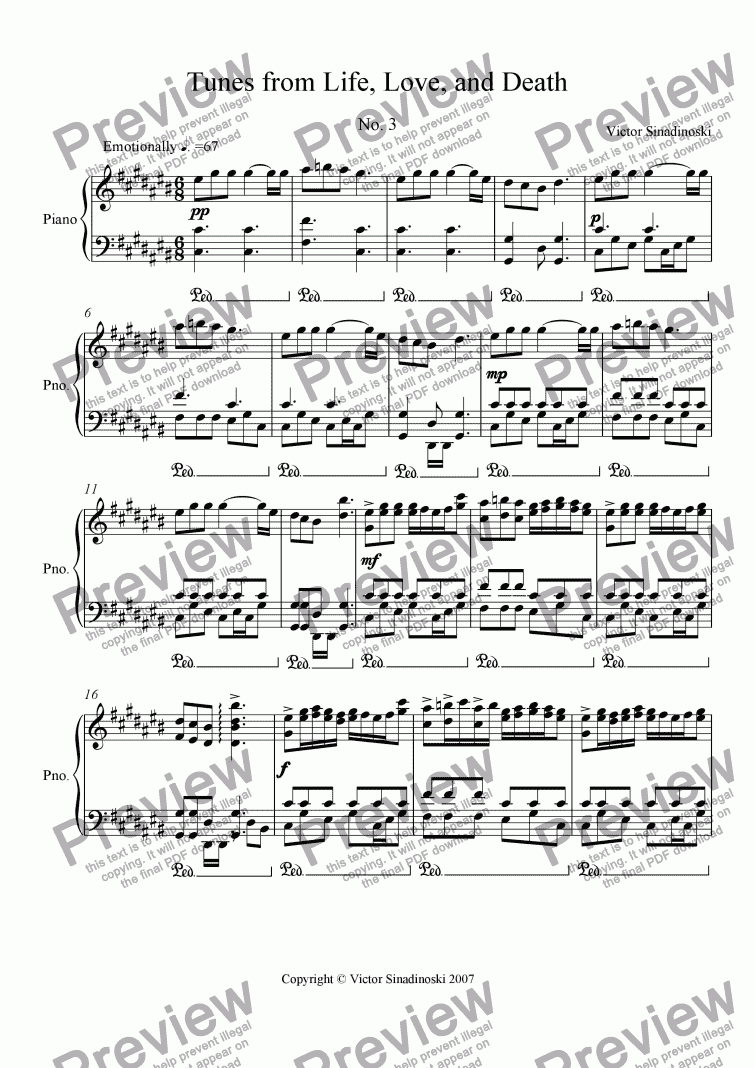 page one of Tunes from Life, Love, and Death No. 3